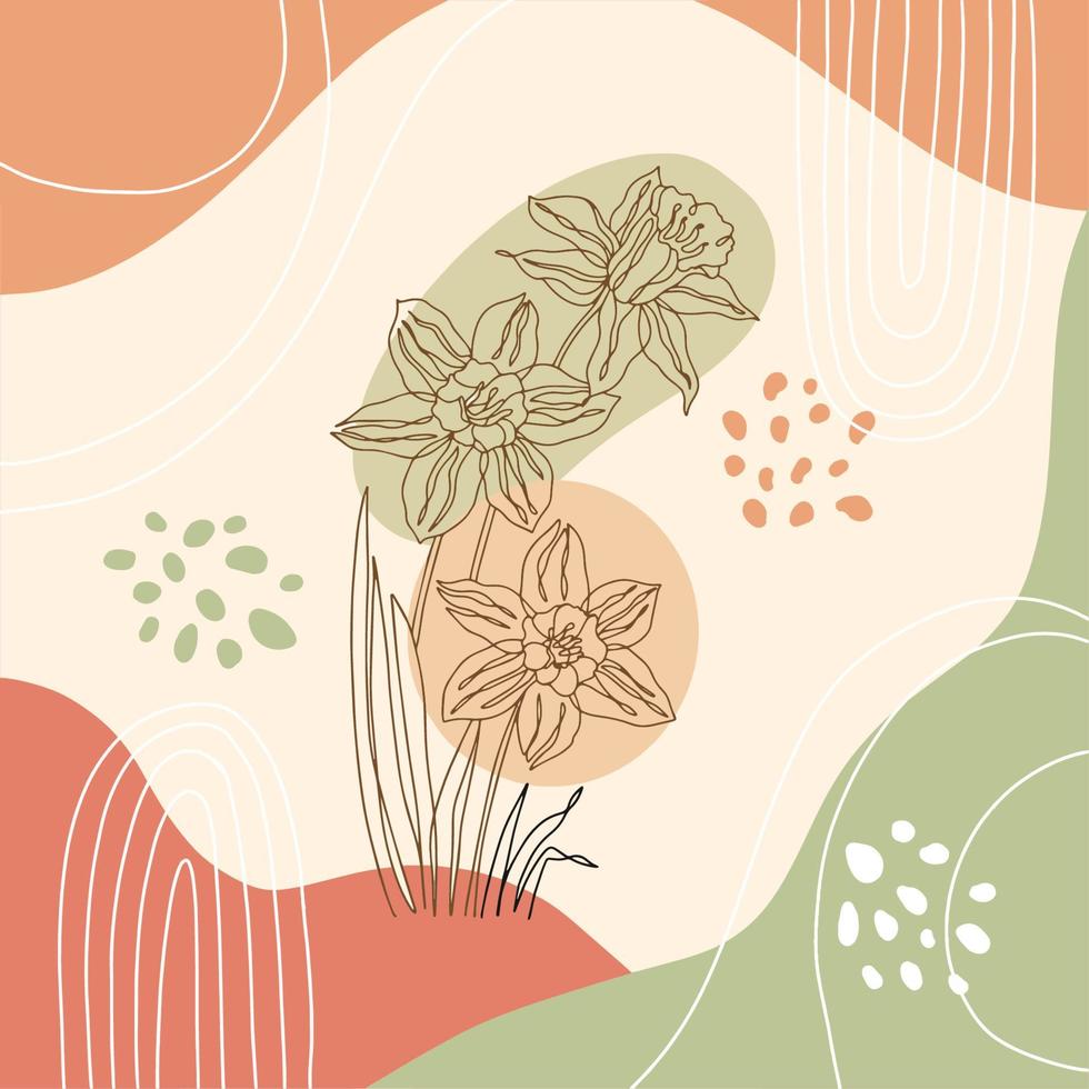 ilustrações minimalistas abstratas desenhadas à mão fundo boho imprimível, design de vetor floral padrão boho moderno para papel de parede, capa, tecido, decoração de interiores isolada e editável