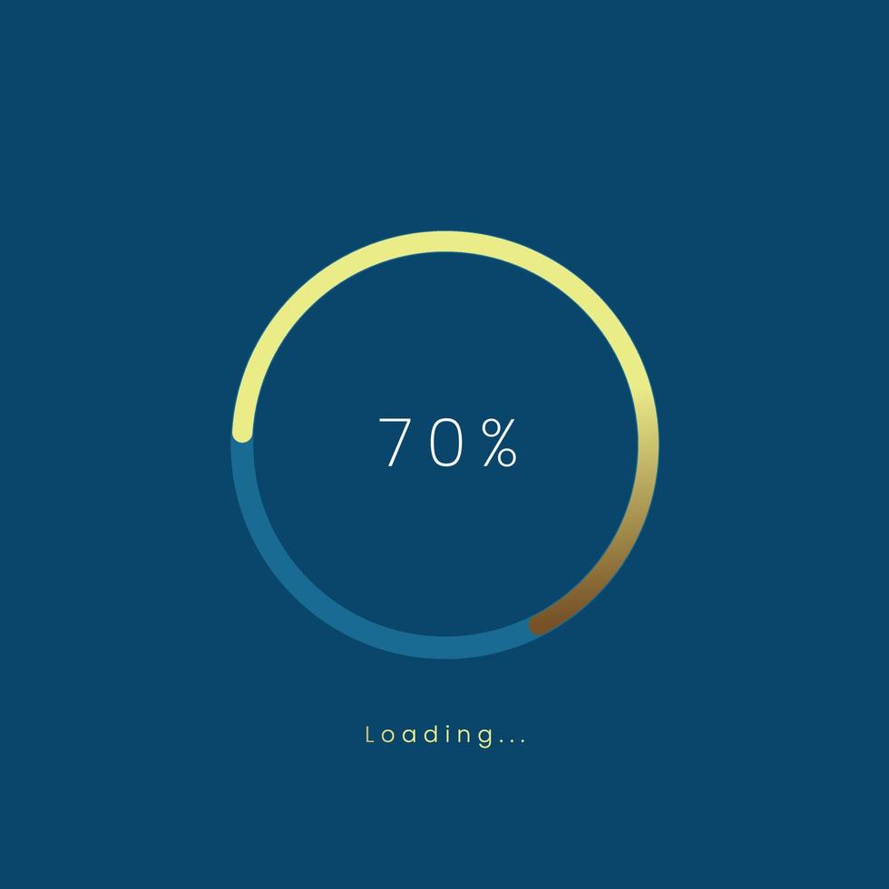barra de carregamento dourada de 70 por cento, interface de usuário de upload de ouro, barra de design premium ux, carga pendente de ouro do símbolo de processo, uma interface de usuário do menu de toque de carregamento, uso para progresso do download, modelo de design da web vetor