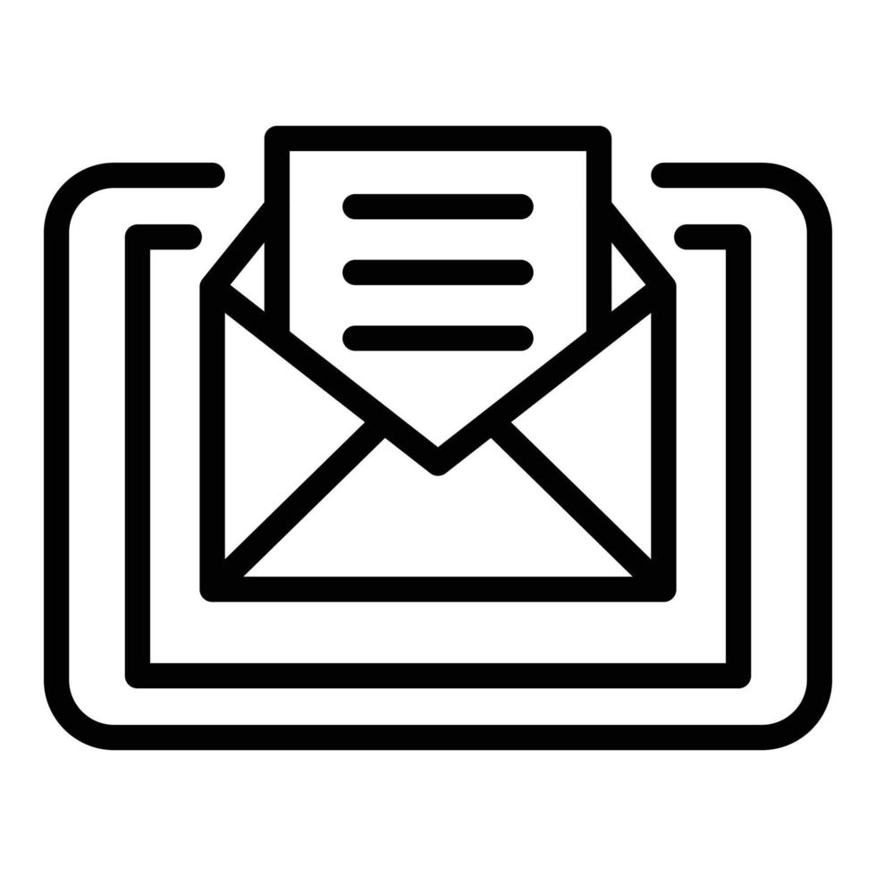 ícone de correio conhecido, estilo de estrutura de tópicos vetor