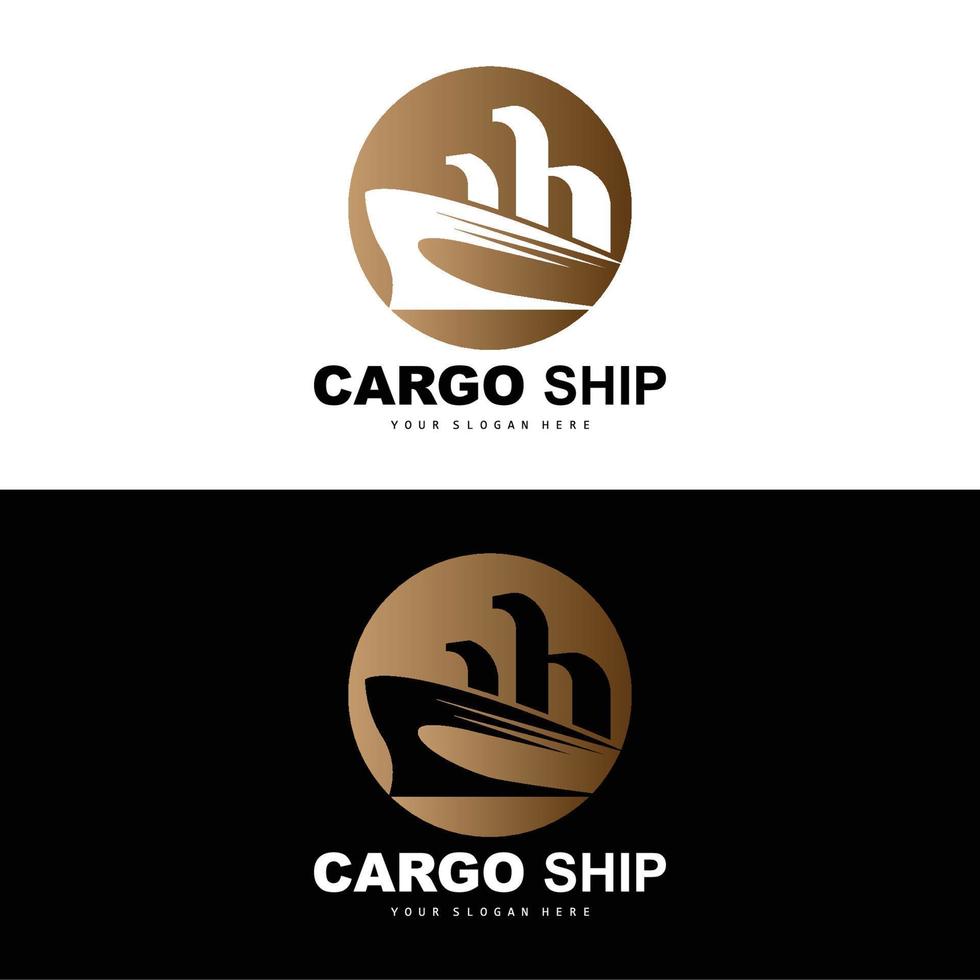 logotipo do navio de carga, vetor de navio de carga rápida, veleiro, design para empresa de fabricação de navios, navegação fluvial, veículos marítimos, transporte, logística