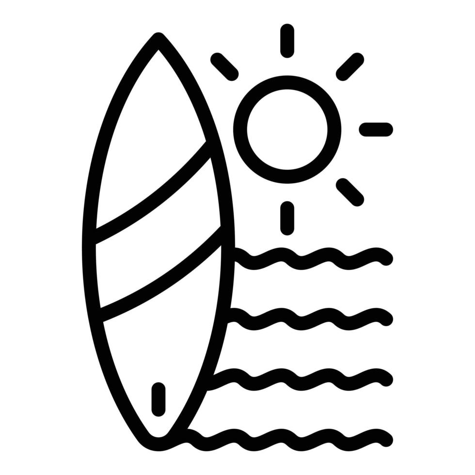 ícone de prancha de surf, estilo de estrutura de tópicos vetor