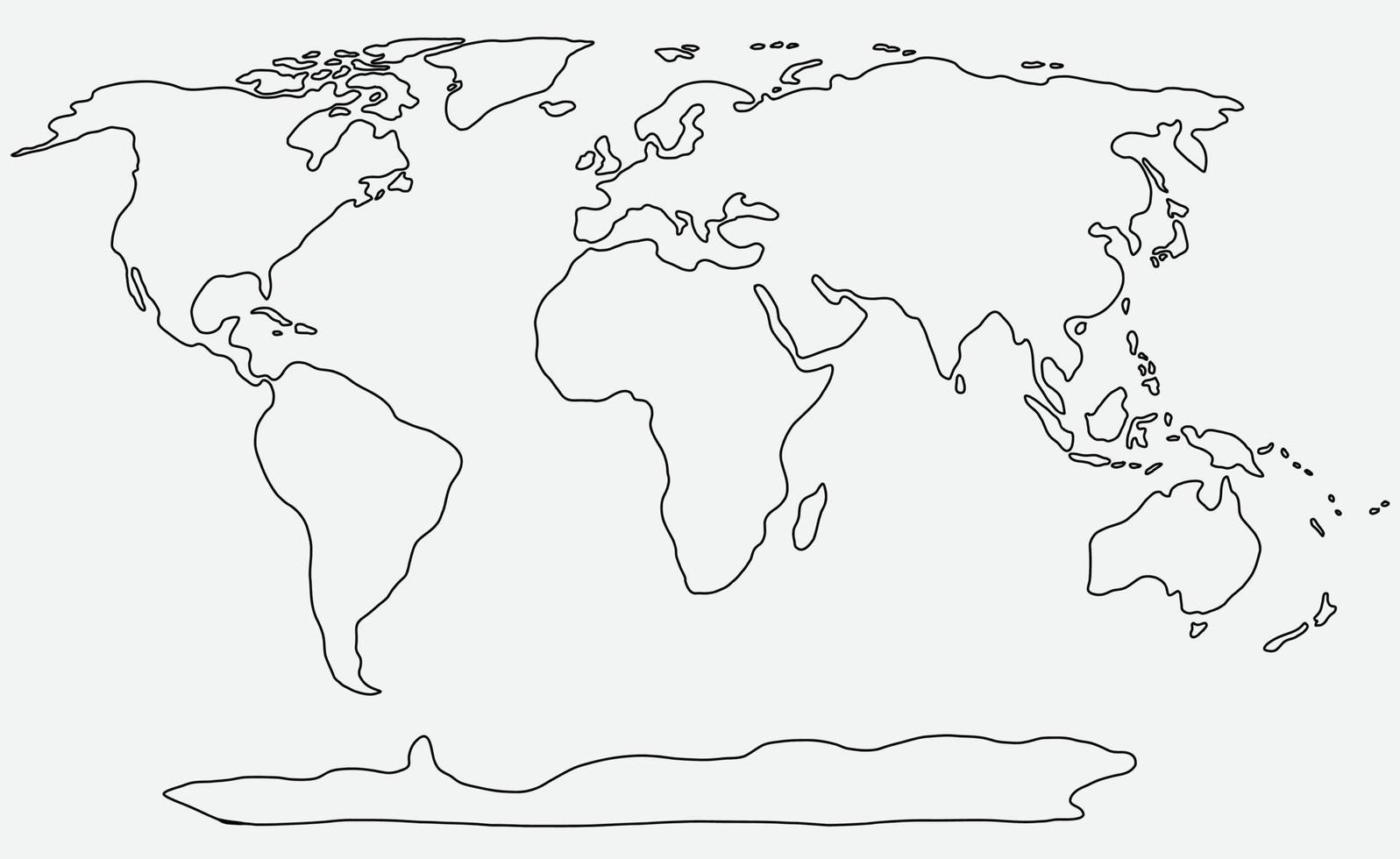 esboço de mapa do mundo à mão livre sobre fundo branco. vetor