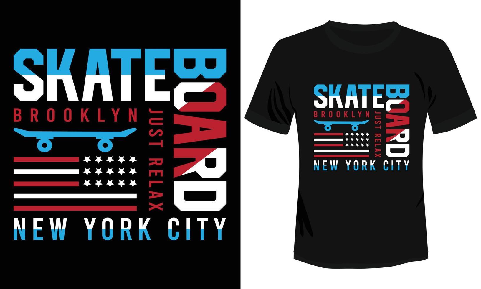 skate apenas relaxe design de camiseta de nova york vetor