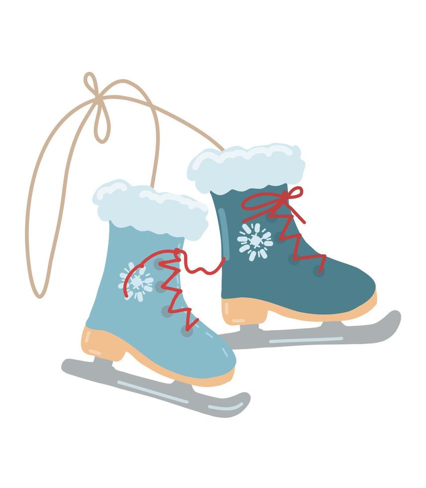 ilustração de patins azuis. patins de inverno vetor