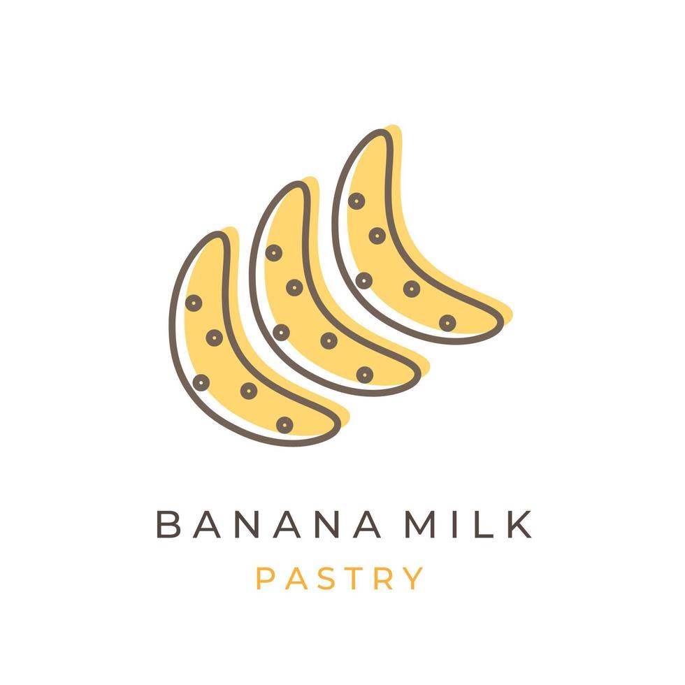 logotipo de arte de linha de massa de leite de banana vetor