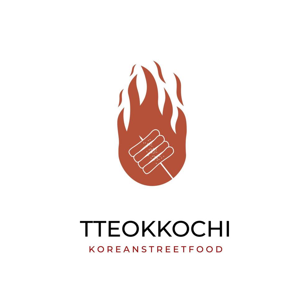 logotipo de ilustração vetorial de fogo tteokbokki vetor