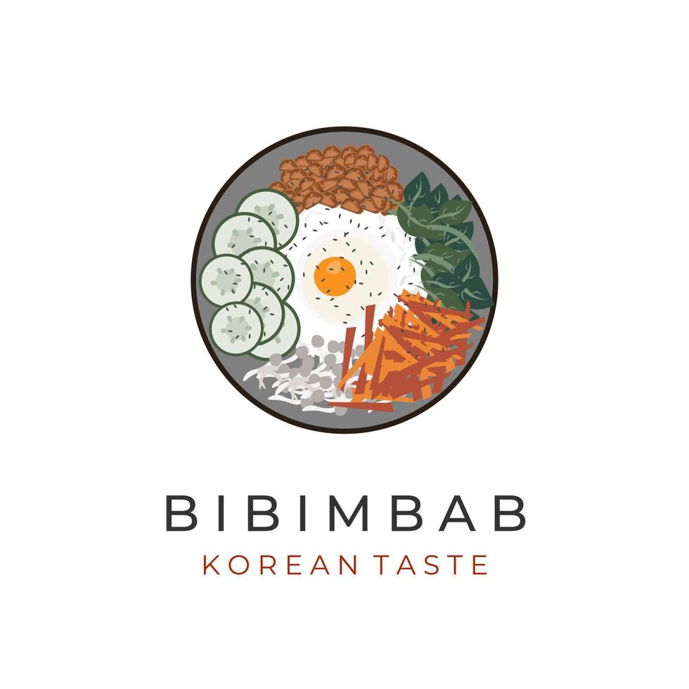 logotipo de ilustração de comida coreana bibimbap vetor