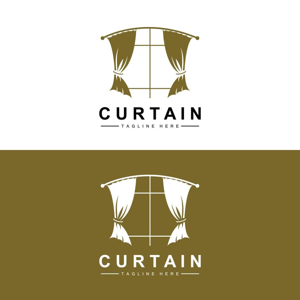 design de logotipo de cortina para casa e exposição, ilustração vetorial de decoração de construção vetor