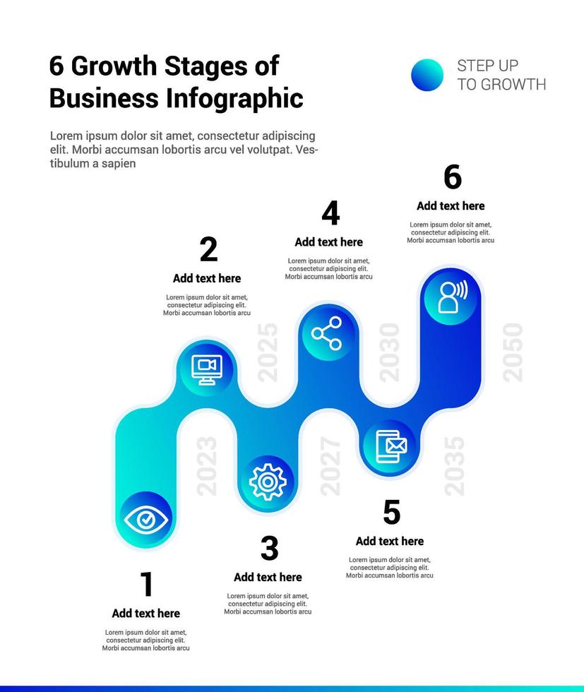 6 estágios de crescimento do infográfico de negócios vetor