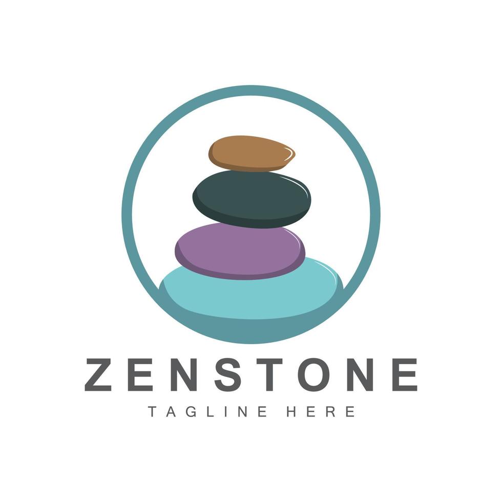 design de logotipo de pedra de equilíbrio, pedra de terapia vetorial, pedra de massagem, pedra quente e zenstone, ilustração de marca de produto vetor