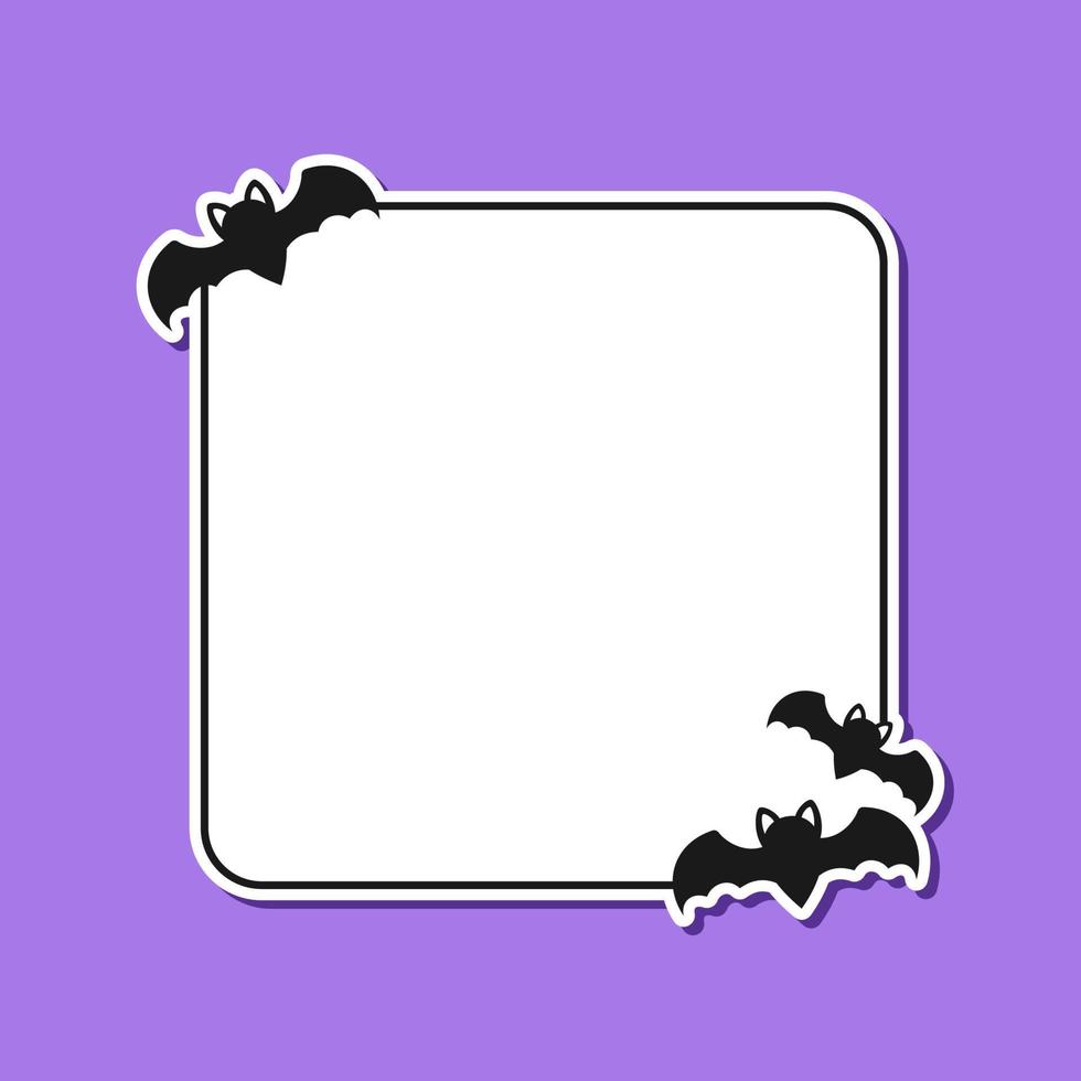 moldura de borda de morcego quadrado. quadros de tema de halloween minimalistas simples vetor