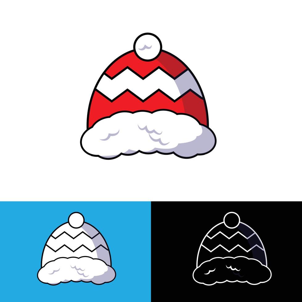 ícone de chapéu de inverno. vetor em design plano simples, estrutura de tópicos. tricotar lã