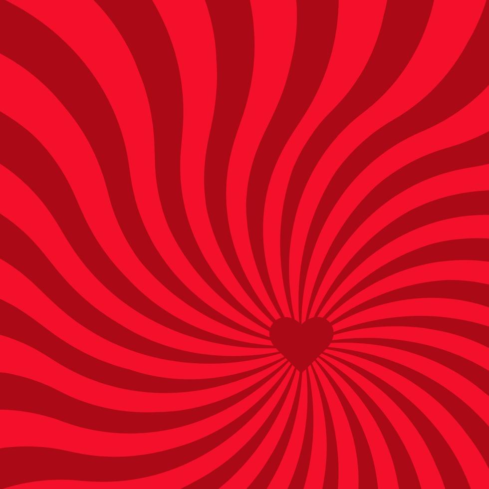 amor coração turbilhão de fundo. vortex starburst espiral espiral quadrado com coração vermelho. conceito de amor. boa ideia para o seu casamento. Listras escaláveis psicodélicas convergentes. ilustração vetorial vetor