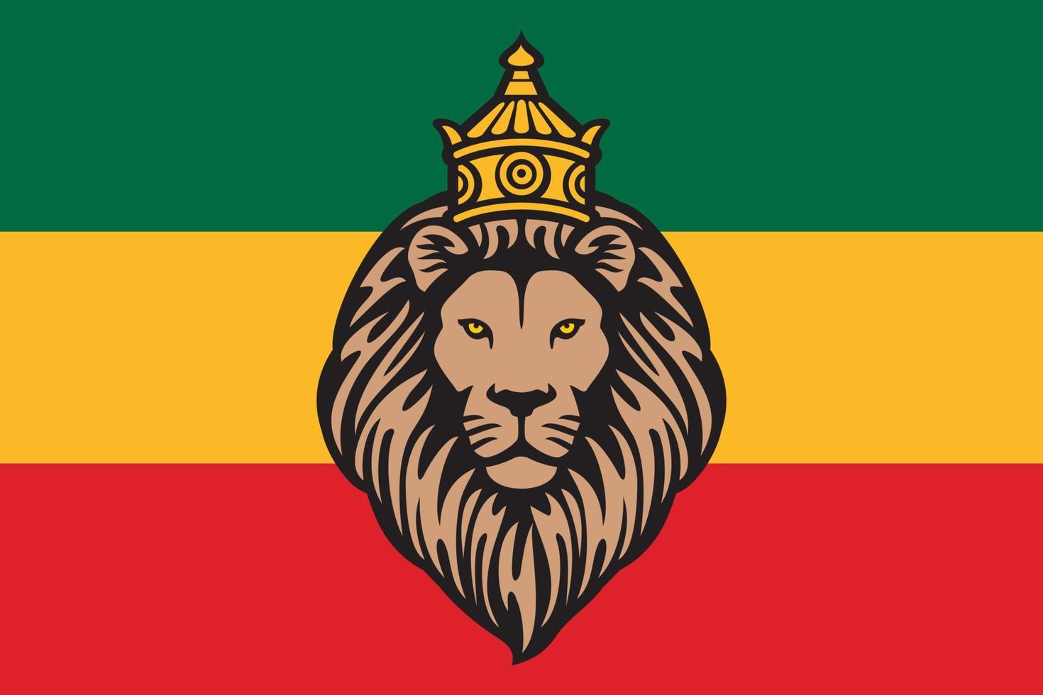 bandeira rastafari com o leão de judá - fundo reggae vetor