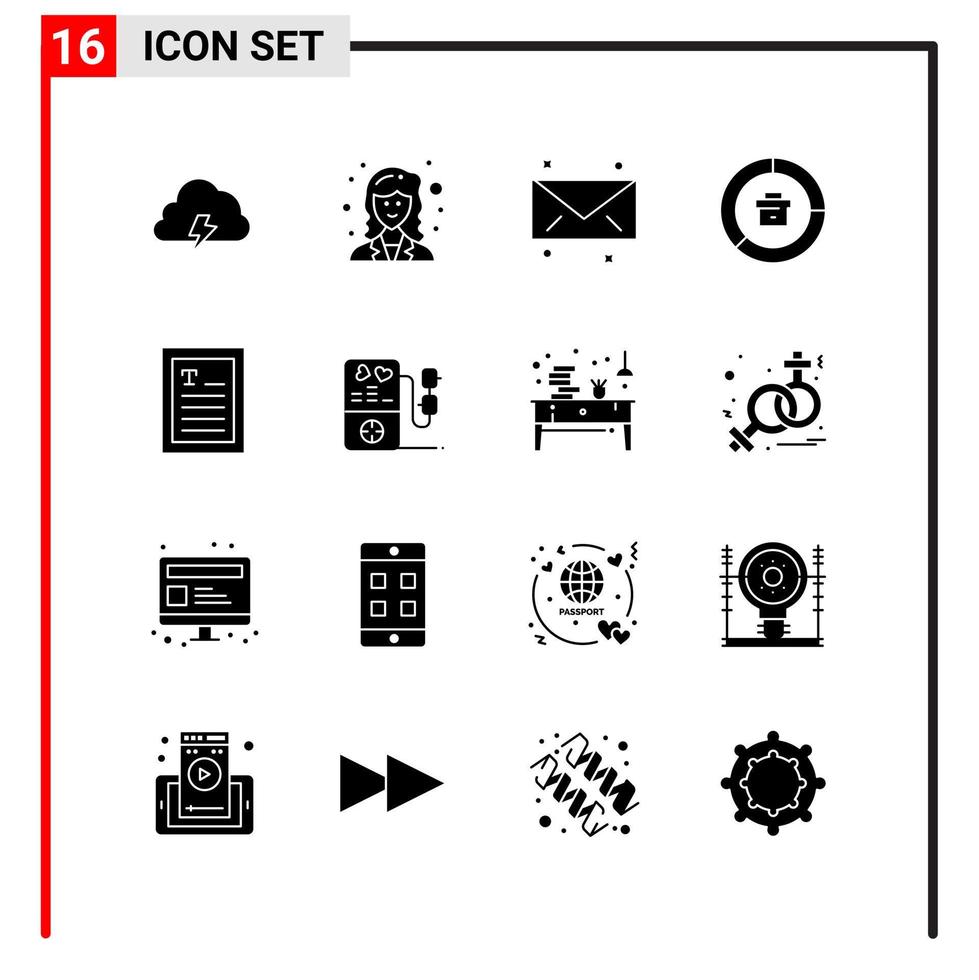 16 ícones gerais para impressão de design de site e aplicativos móveis 16 sinais de símbolos de glifo isolados no fundo branco 16 pacote de ícones fundo criativo do vetor de ícones pretos