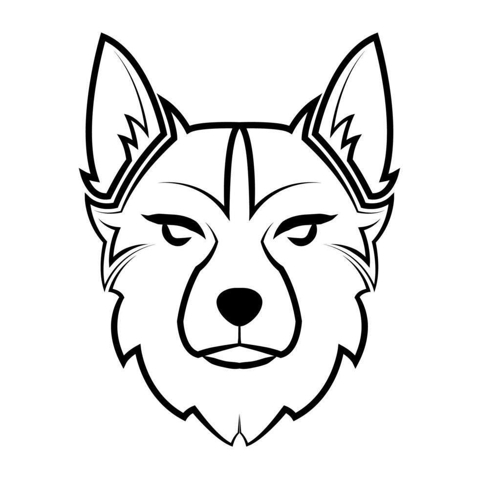 arte de linha preto e branco da cabeça de cachorro. bom uso para símbolo, mascote, ícone, avatar, tatuagem, design de camiseta, logotipo ou qualquer design vetor