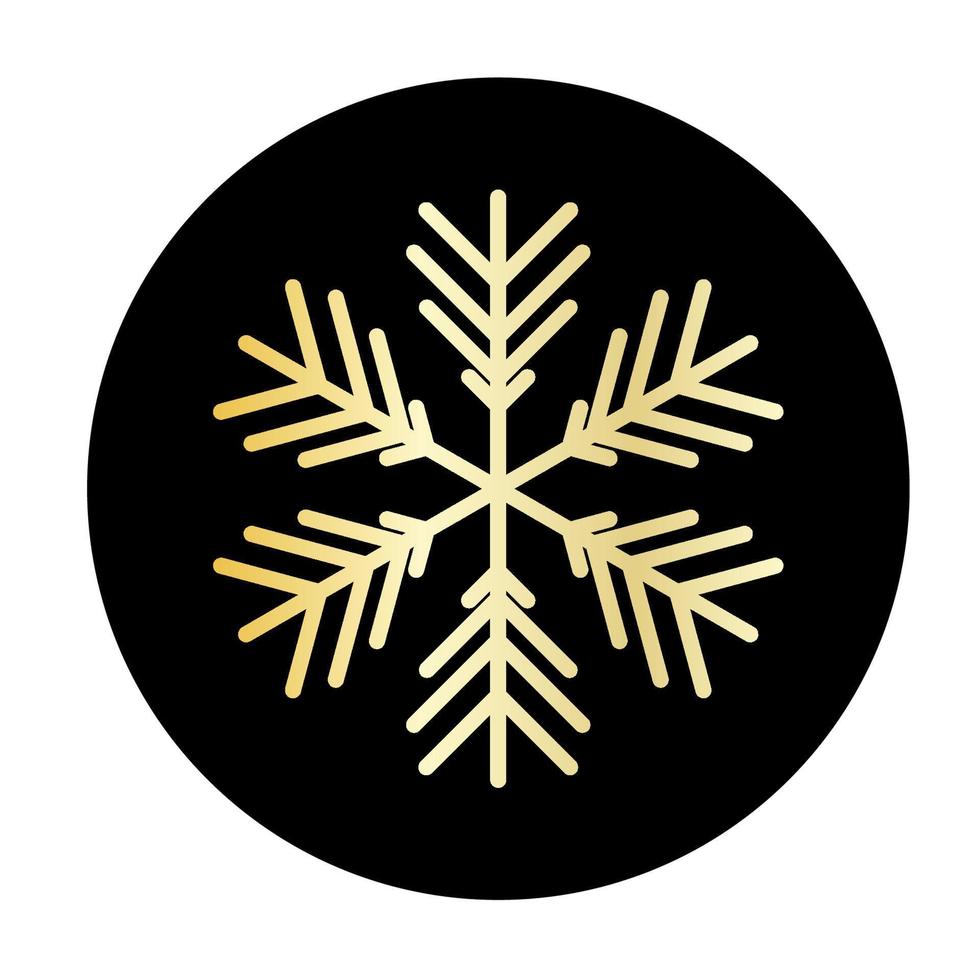 vector floco de neve dourado no ícone de fundo redondo. ilustração para web