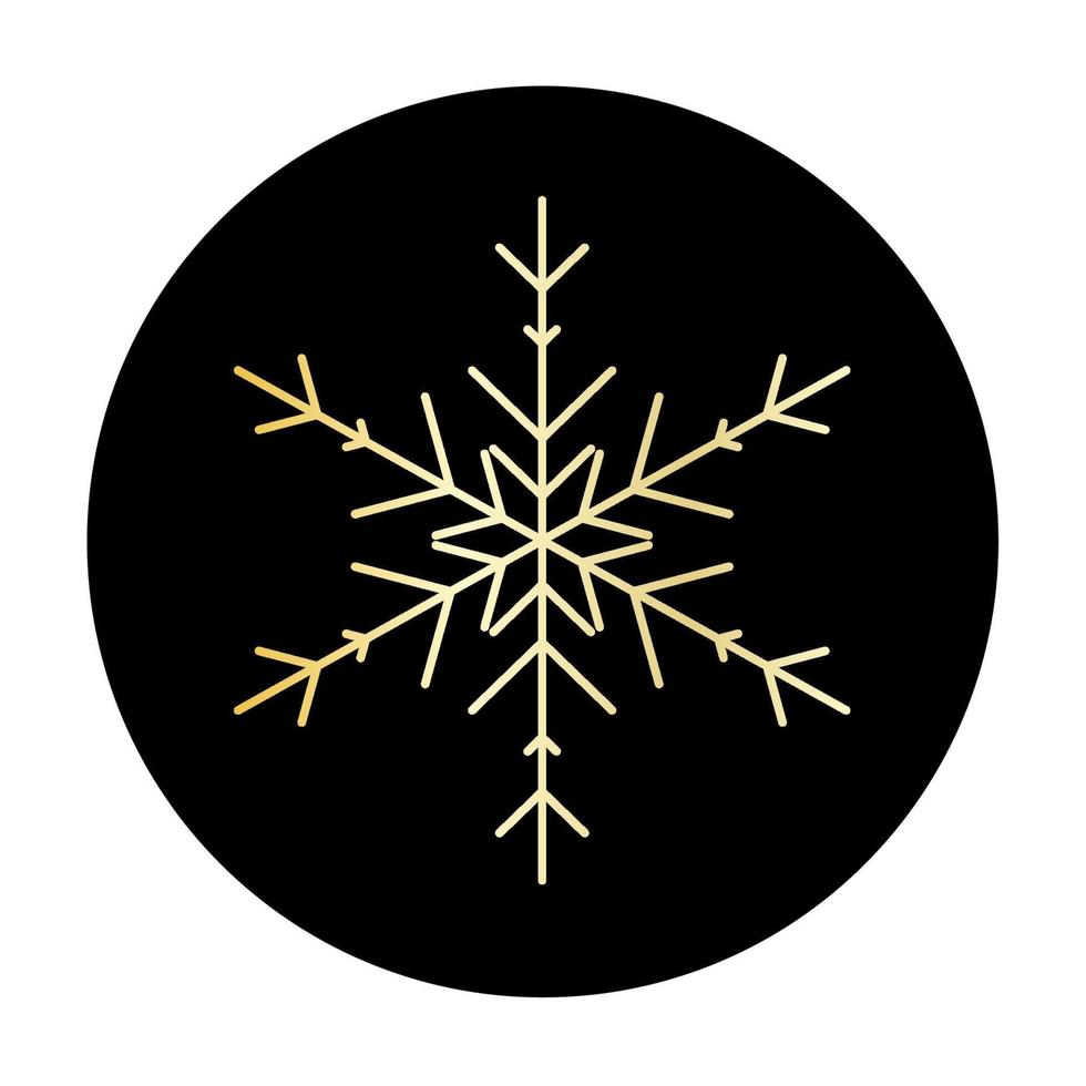 vector floco de neve dourado no ícone de fundo redondo. ilustração para web