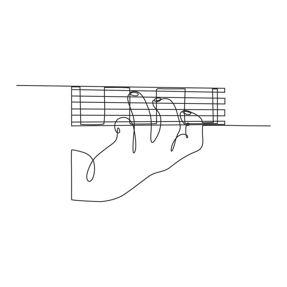 linha contínua de mãos segurando acordes de guitarra vetor