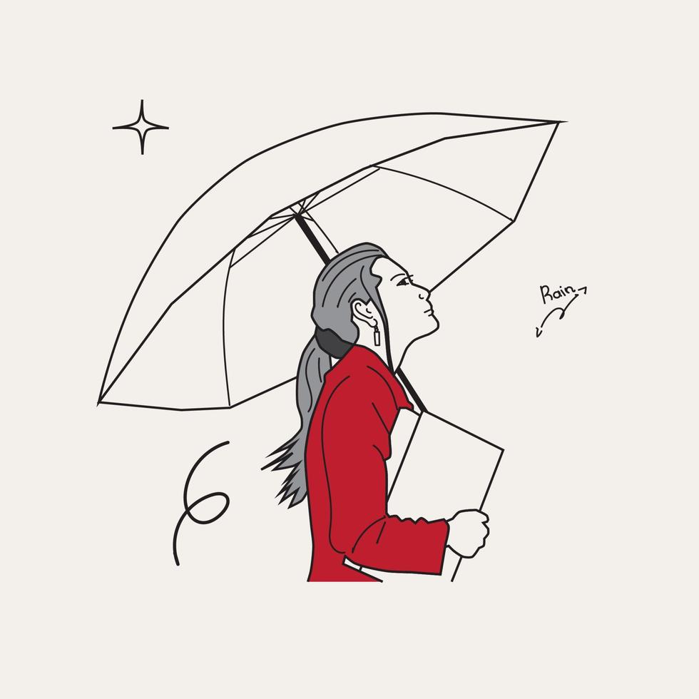 ilustração de garota de chuva vetor