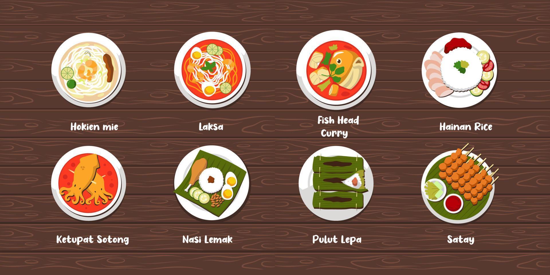 design de ilustração de estilo simples de comida malaia vetor