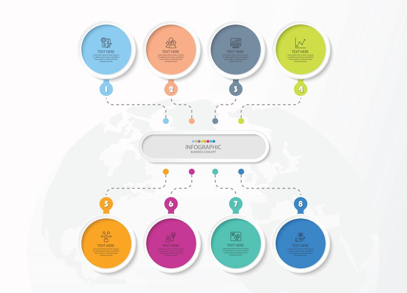 infográfico com 8 etapas, processos ou opções. vetor