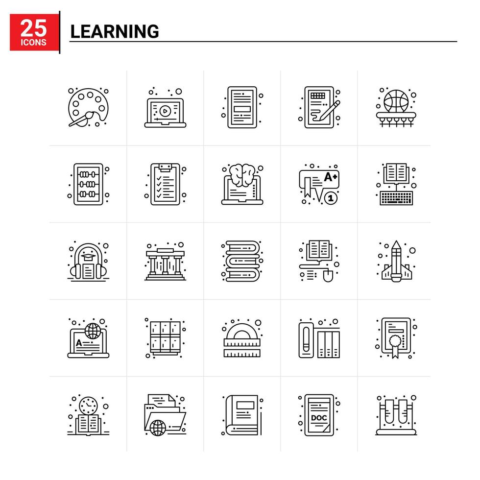 25 ícones de aprendizagem conjunto de fundo vetorial vetor