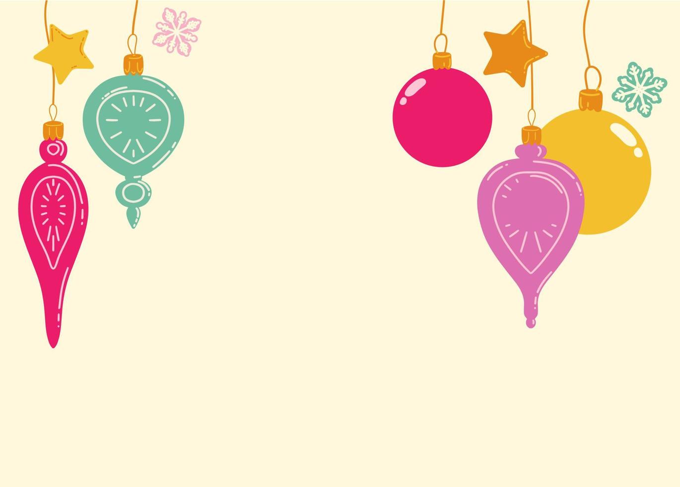 ilustração com brinquedos coloridos de natal. modelo festivo com lugar para texto. ilustração vetorial para cartões postais, banners e convites. fundo de feliz feriado. vetor