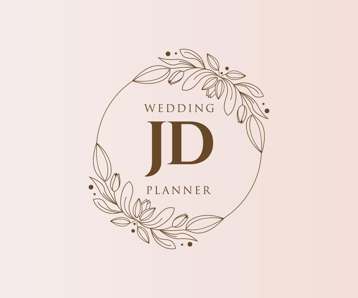 jd letras iniciais coleção de logotipos de monograma de casamento, modelos minimalistas e florais modernos desenhados à mão para cartões de convite, salve a data, identidade elegante para restaurante, boutique, café em vetor