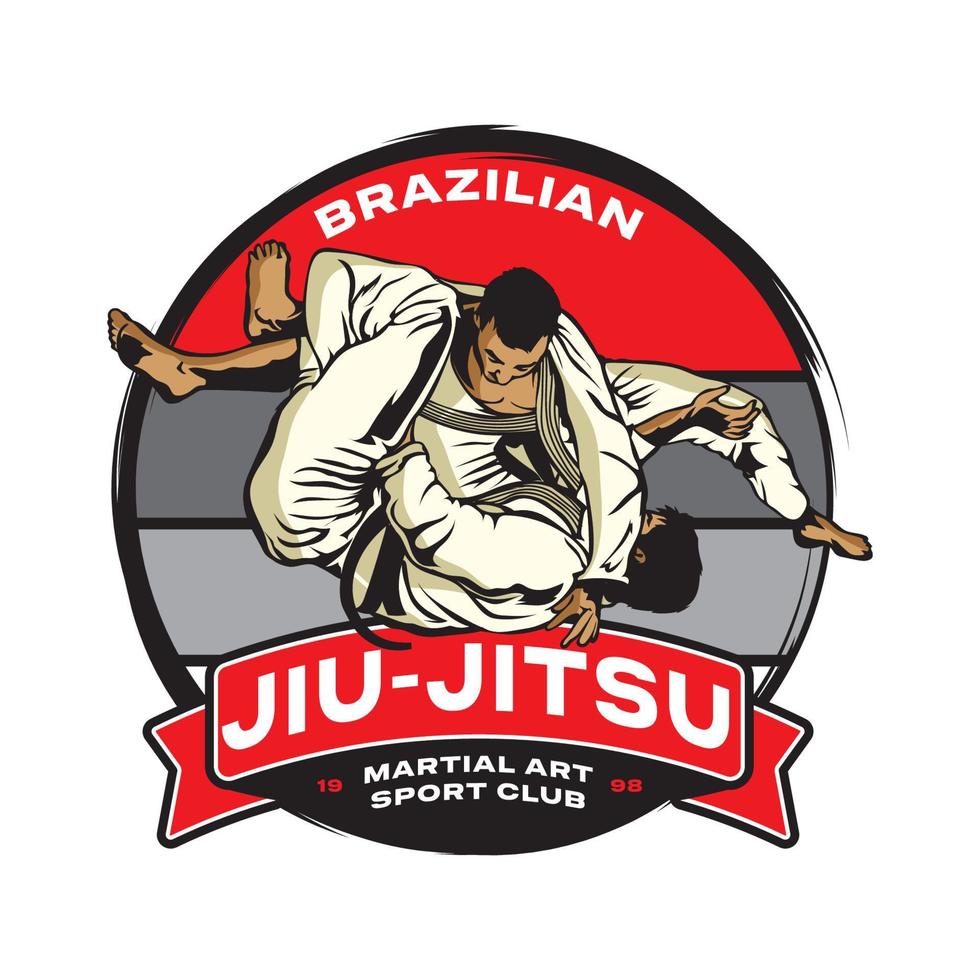 ilustração vetorial de arte marcial jiu-jitsu, perfeita para design de camiseta e design de logotipo de clube de treinamento de arte marcial vetor