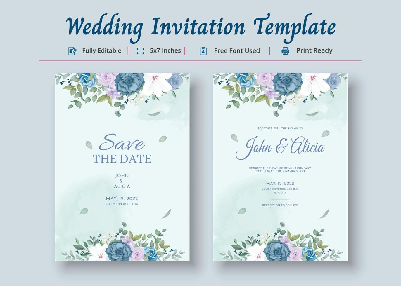 modelo de cartão de convite de casamento, cartaz de cartão de convite vetor