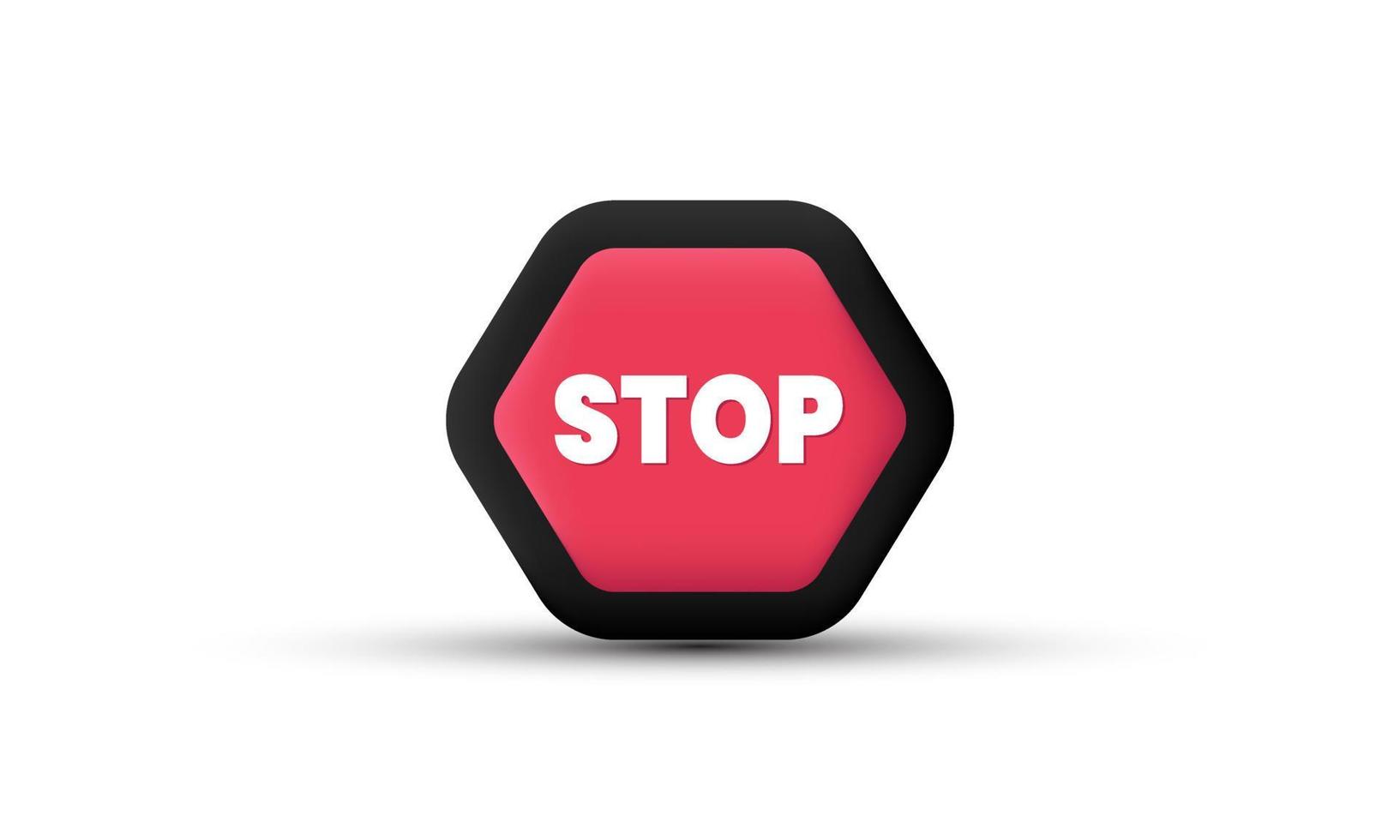 ícone de ilustração vetor realista 3d parar sinal de trânsitosímbolo de aviso regulatório de trânsito isolado no fundo