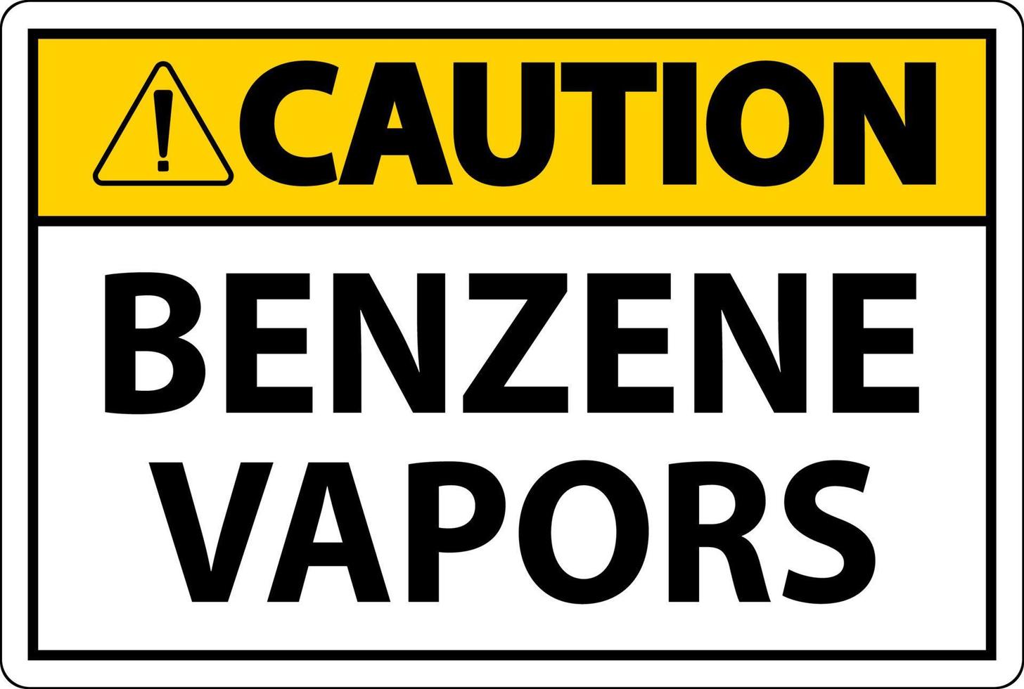 sinal de vapores de benzeno de cuidado no fundo branco vetor
