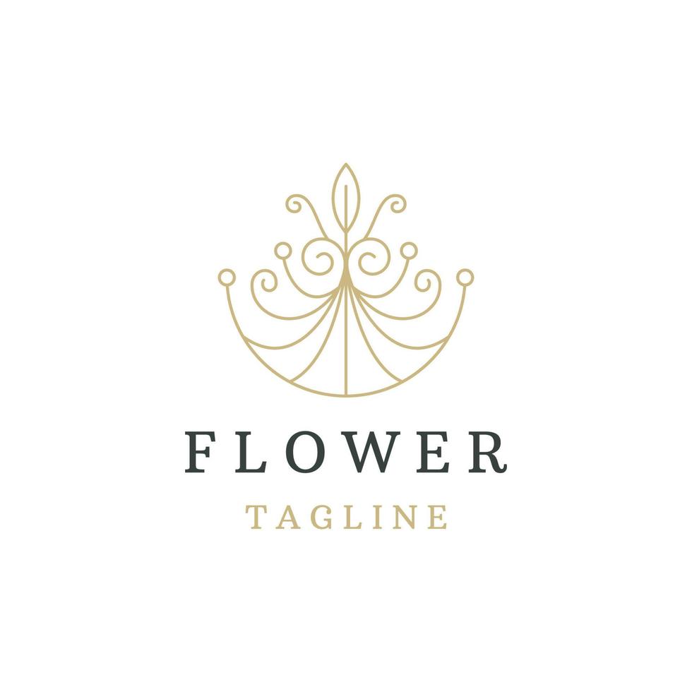 modelo de design de ícone de logotipo de linha de flores de luxo vetor plano