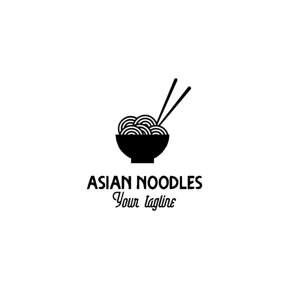 design de logotipo vetorial de macarrão de cozinha asiática vetor