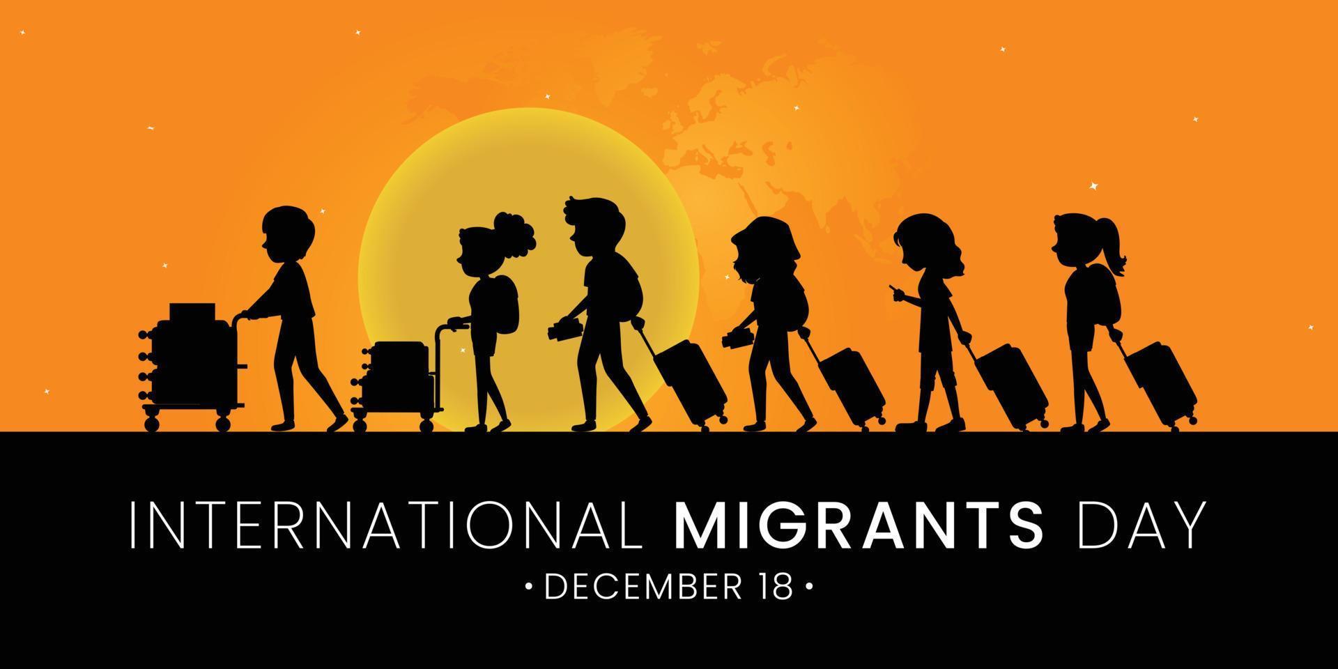 dia internacional dos migrantes, ilustração do conceito de migração, ilustração vetorial. vetor