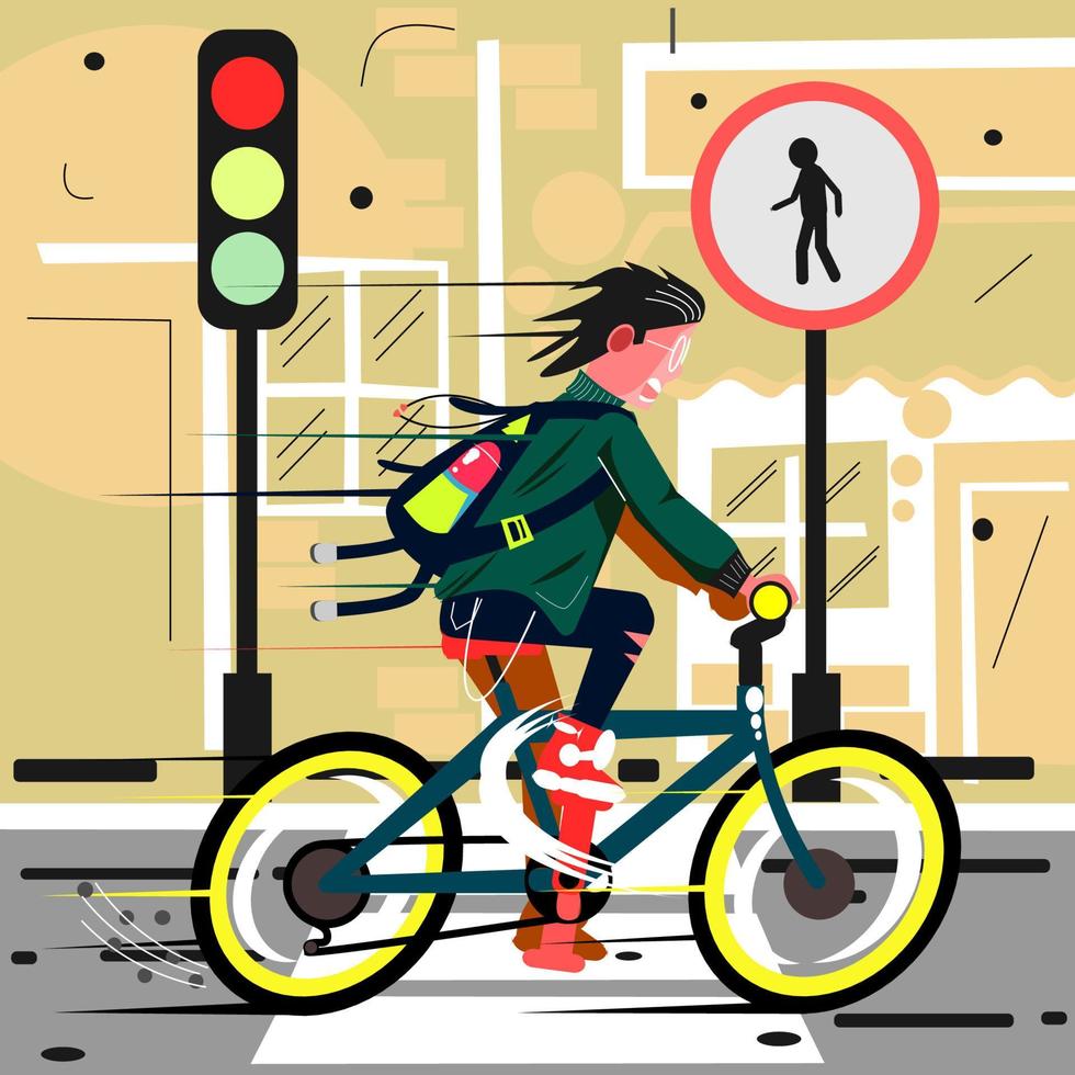 andar de bicicleta para a ilustração vetorial da escola vetor