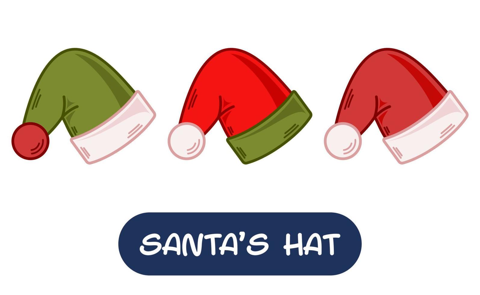 ilustração de chapéu de Papai Noel dos desenhos animados. conjunto de cores de variação. vetor eps 10