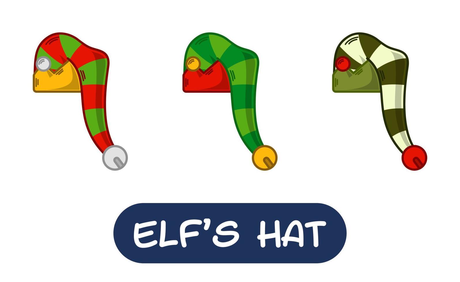 ilustração de chapéu de elfo dos desenhos animados. conjunto de cores de variação. vetor eps 10