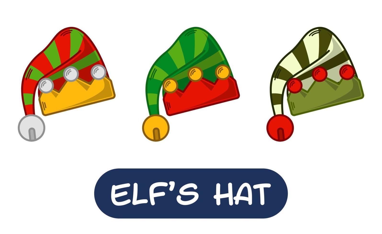 ilustração de chapéu de elfo dos desenhos animados. conjunto de cores de variação. vetor eps 10