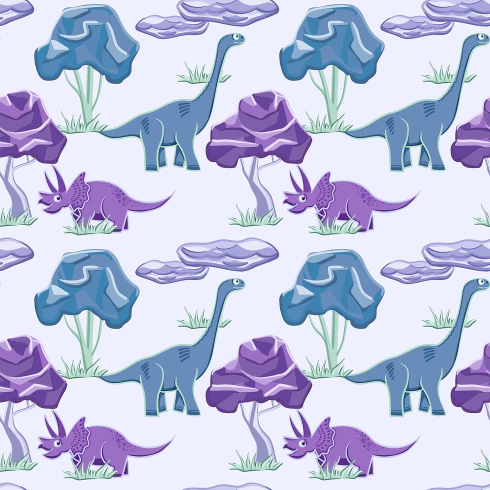 fundo de dinossauro. padrão perfeito com dinossauros, padrão de bebê. textura vetorial fofa para roupas de cama infantis, tecido, papel de parede, papel de embrulho, têxtil, estampa de camiseta. estilo cartoon, vetor. vetor