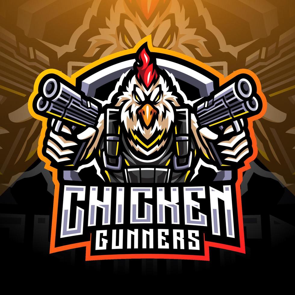 design de logotipo de mascote de artilheiros de frango vetor