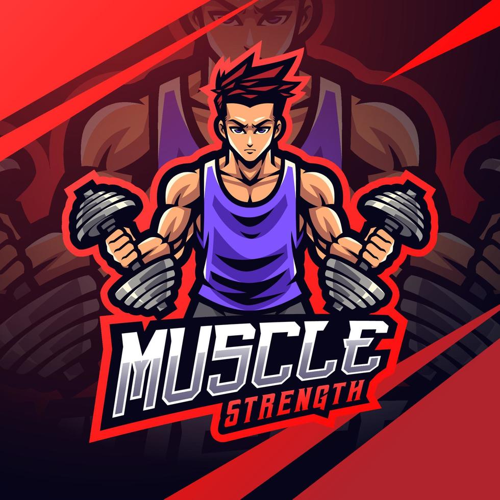 design de logotipo de mascote de homem musculoso vetor