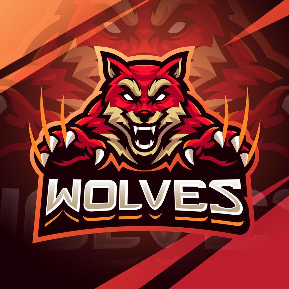 design de logotipo de mascote wolves esport vetor