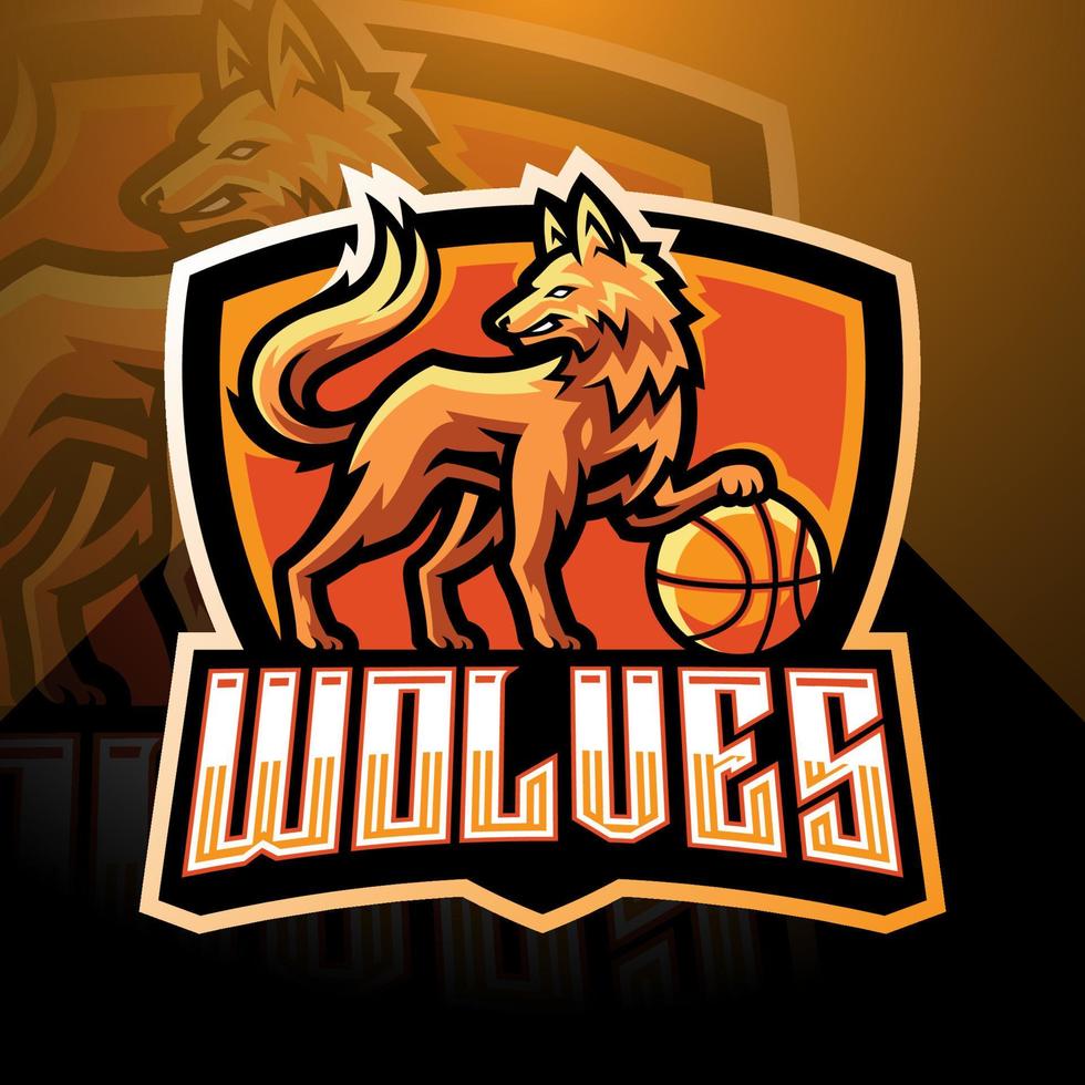 design de logotipo de mascote wolves esport vetor