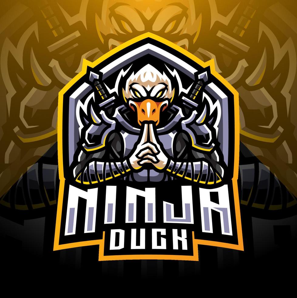 design de logotipo de mascote esport de pato ninja vetor