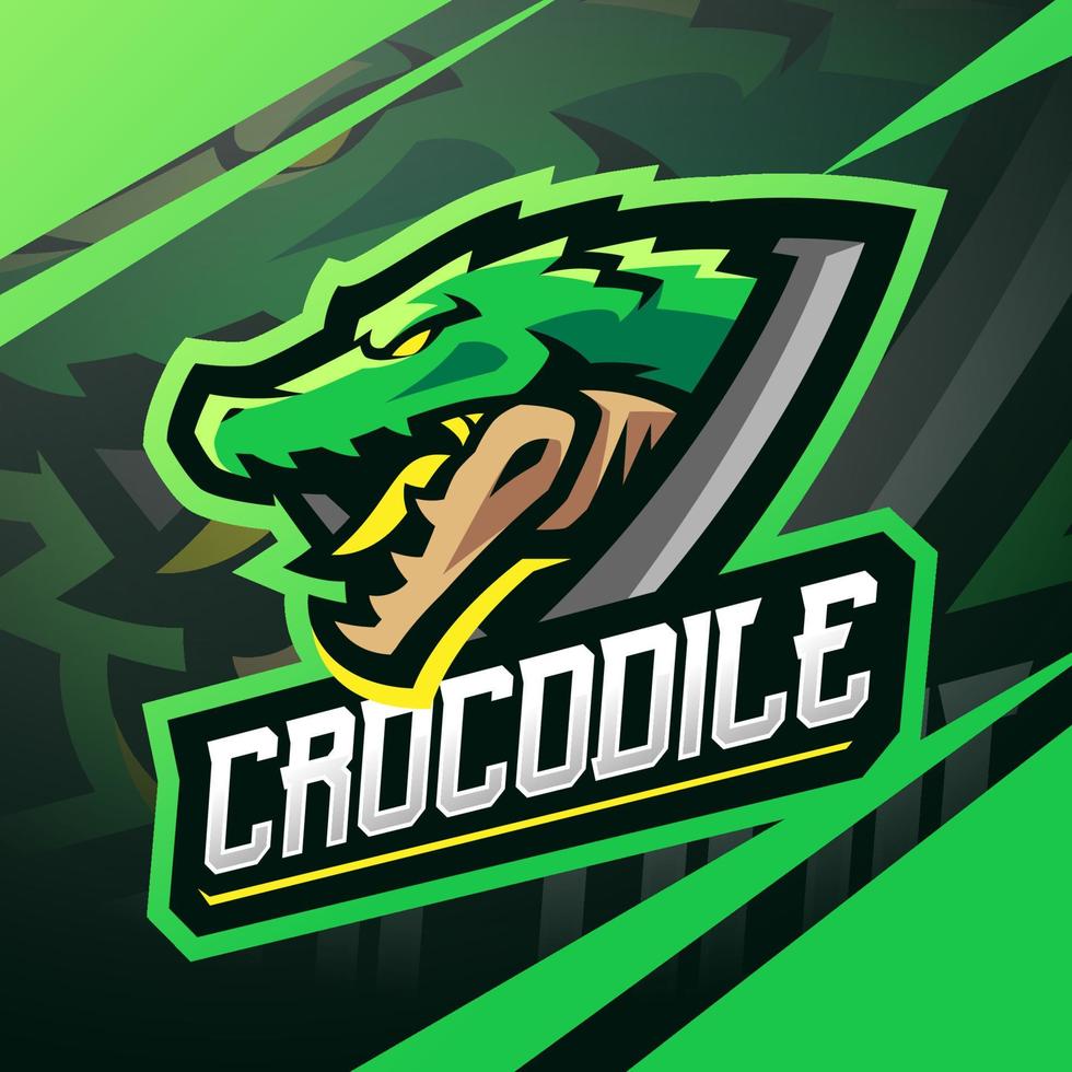 design de logotipo de mascote esportivo de crocodilo vetor