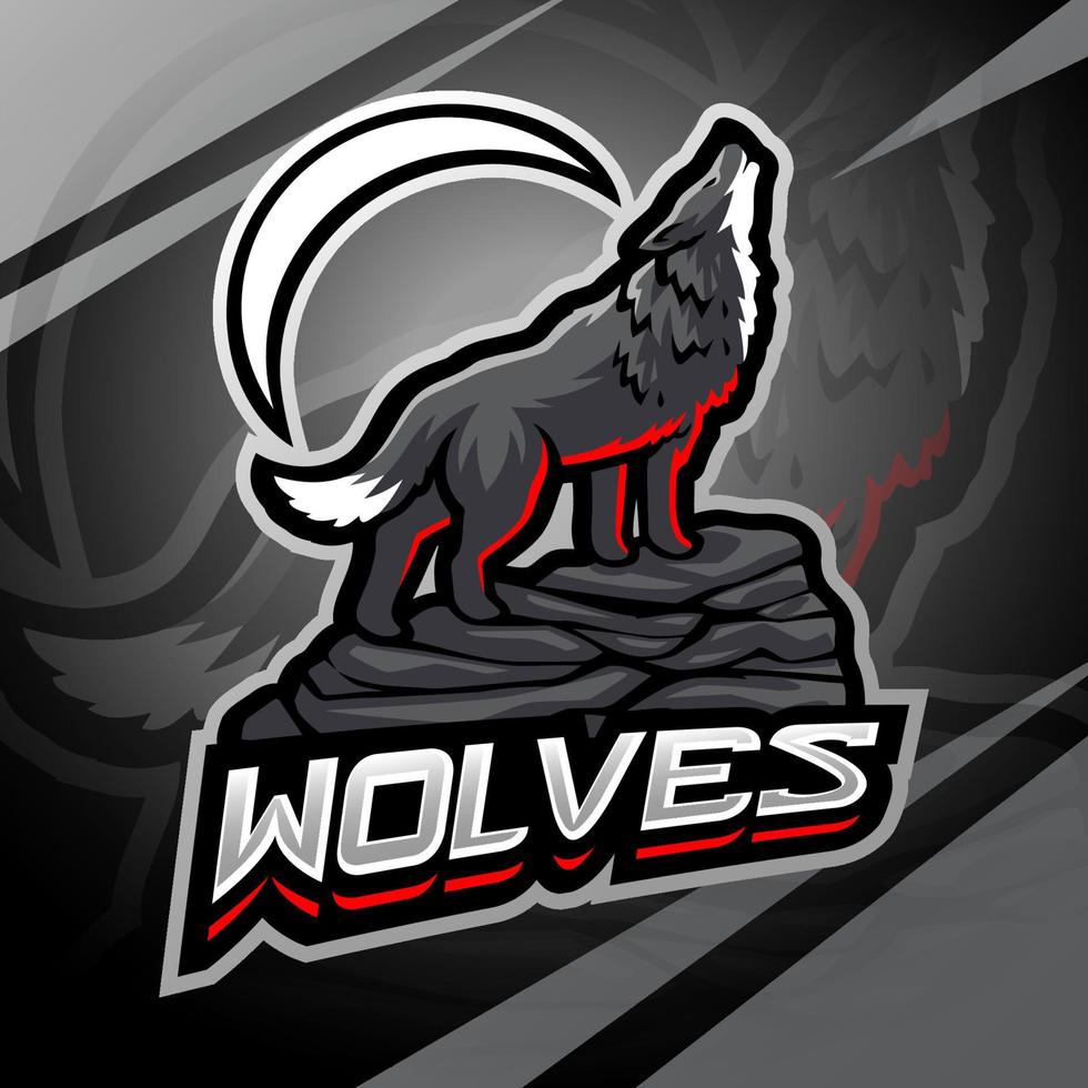 design de logotipo de mascote wolves esport vetor