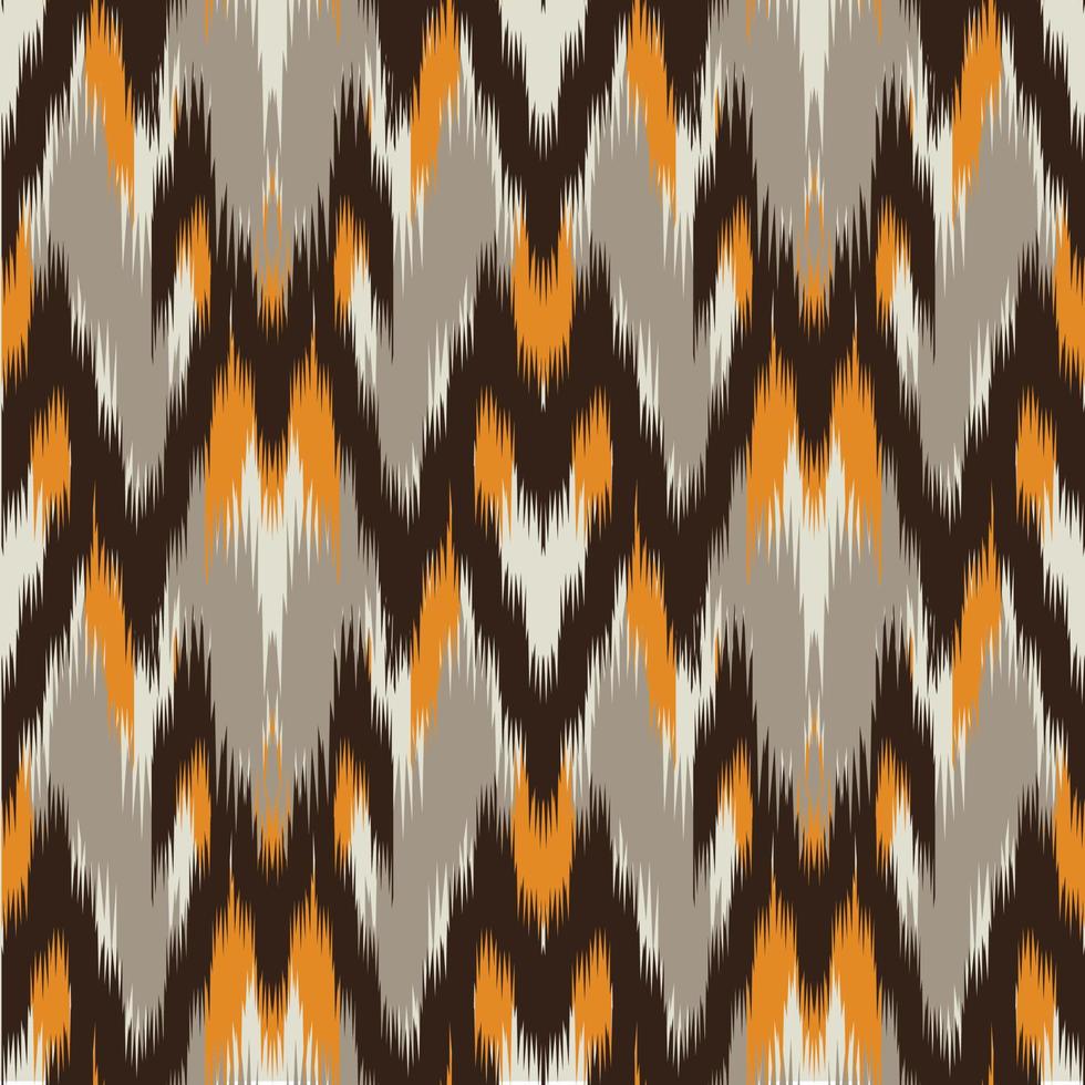 padrão de ikat abstrato sem emenda na cor da terra. fundo abstrato para design têxtil, papel de parede, texturas de superfície, papel de embrulho. vetor