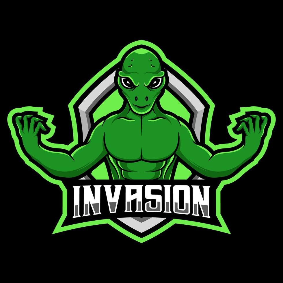 ilustração de logotipo de mascote de jogos alienígenas vetor